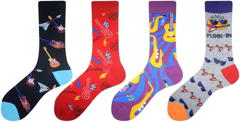 Cansok Men's 2/4 Packs Fun Crazy Novelty Dress Crew Socks - Image 2